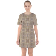 Abstract Wood Design Floor Texture Sixties Short Sleeve Mini Dress by Celenk