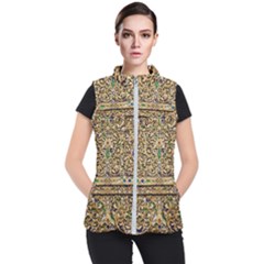 Gold Pattern Decoration Golden Women s Puffer Vest by Simbadda