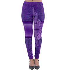 Background Mandala Purple Ribbon Lightweight Velour Leggings by Simbadda