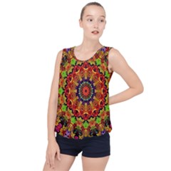 Fractal Mandala Flowers Bubble Hem Chiffon Tank Top by Simbadda