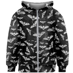 Vintage Halloween Bat Pattern Kids Zipper Hoodie Without Drawstring by Valentinaart