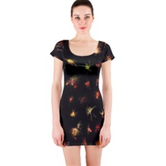 Fireworks Christmas Night Dark Short Sleeve Bodycon Dress by Simbadda