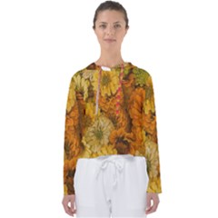 Yellow Zinnias Women s Slouchy Sweat by bloomingvinedesign