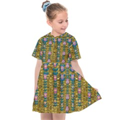 Gold Jungle And Paradise Liana Flowers Kids  Sailor Dress by pepitasart