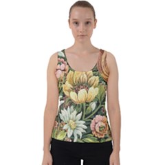 Retro Vintage Floral Velvet Tank Top by dressshop