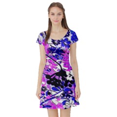 Floral Abstract Short Sleeve Skater Dress by dressshop