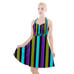 Retro Stripe 1 Version 3 Halter Party Swing Dress  by dressshop