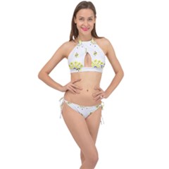 Faded Yellow Bandana Cross Front Halter Bikini Set by dressshop