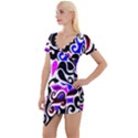 Retro Swirl Abstract Short Sleeve Asymmetric Mini Dress View1