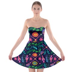 Colorful Pattern Strapless Bra Top Dress by Hansue