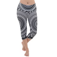 Graphic Design Round Geometric Lightweight Velour Capri Yoga Leggings by Nexatart