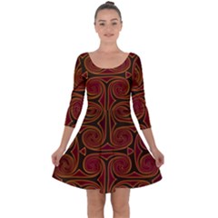 Beautiful Art Pattern Quarter Sleeve Skater Dress by Nexatart