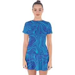 Blue Abstract Pattern Art Shape Drop Hem Mini Chiffon Dress by Nexatart