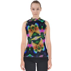 Butterfly Color Pop Art Mock Neck Shell Top by Nexatart