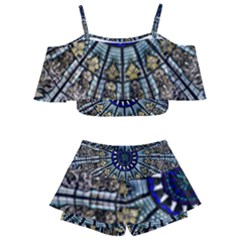 Pattern Art Form Architecture Kids  Off Shoulder Skirt Bikini by Nexatart