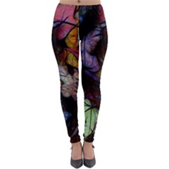 Fall Leaves Abstract Lightweight Velour Leggings by bloomingvinedesign