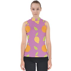 Seamlessly Pattern Fruits Fruit Mock Neck Shell Top by Nexatart