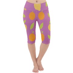 Seamlessly Pattern Fruits Fruit Lightweight Velour Cropped Yoga Leggings by Nexatart