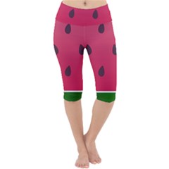 Watermelon Fruit Summer Red Fresh Lightweight Velour Cropped Yoga Leggings by Nexatart