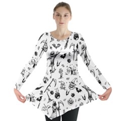 Halloween Pattern Long Sleeve Tunic  by Valentinaart