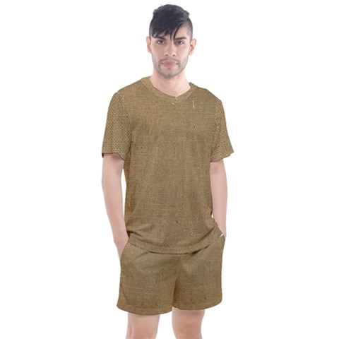 Burlap Coffee Sack Grunge Knit Look Men s Mesh Tee And Shorts Set by dressshop