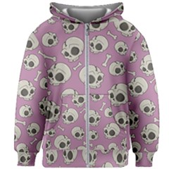 Halloween Skull Pattern Kids Zipper Hoodie Without Drawstring by Valentinaart