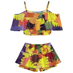 Mural Murals Graffiti Texture Kids  Off Shoulder Skirt Bikini by Sapixe