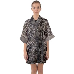 Wordsworth Grey Mix 3 Quarter Sleeve Kimono Robe by DeneWestUK