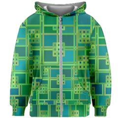 Green Abstract Geometric Kids Zipper Hoodie Without Drawstring by Sapixe