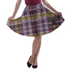 Playing With Plaid Kitten Halloween  A-line Skater Skirt by emilyzragz