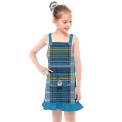 Playing With Plaid Kitten (blue) Pattern Kids  Overall Dress by emilyzragz