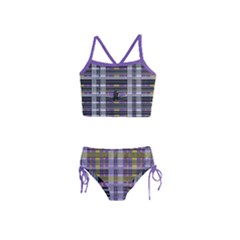 Playing With Plaid Kitten (purple) Halloween Pattern Girls  Tankini Swimsuit by emilyzragz