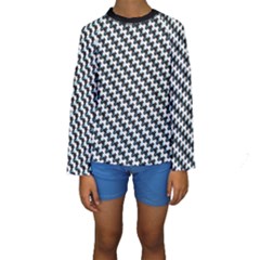 Massaging Kitties Houndstooth Pattern Kids  Long Sleeve Swimwear by emilyzragz