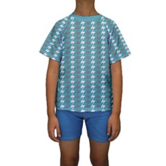 Swan Herd Houndstooth Pattern  Kids  Short Sleeve Swimwear by emilyzragz