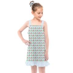 Amphibians Hopping Houndstooth Pattern Kids  Overall Dress by emilyzragz