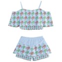 Amphibians Hopping Houndstooth Pattern Kids  Off Shoulder Skirt Bikini View2