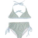 Amphibians Hopping Houndstooth Pattern Kids  Classic Bikini Set View1