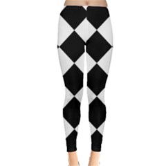 Grid Domino Bank And Black Leggings  by Sapixe