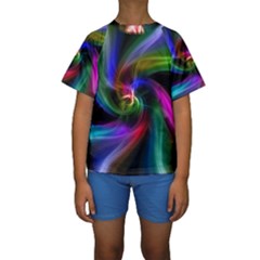 Abstract Art Color Design Lines Kids  Short Sleeve Swimwear by Sapixe