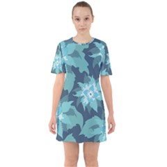 Graphic Design Wallpaper Abstract Sixties Short Sleeve Mini Dress by Sapixe