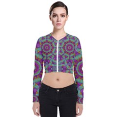 Water Garden Lotus Blossoms In Sacred Style Zip Up Bomber Jacket by pepitasart