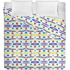 Retro Blue Yellow Brown Teal Dot Pattern Duvet Cover Double Side (king Size) by BrightVibesDesign