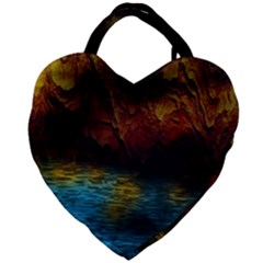 Background Cave Art Abstract Giant Heart Shaped Tote by Sapixe