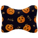 Funny Scary Black Orange Halloween Pumpkins Pattern Velour Seat Head Rest Cushion View1