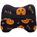 Funny Scary Black Orange Halloween Pumpkins Pattern Head Support Cushion View2