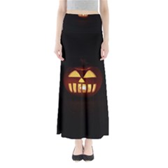 Funny Spooky Scary Halloween Pumpkin Jack O Lantern Full Length Maxi Skirt by HalloweenParty