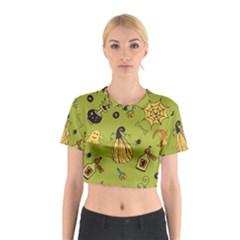 Funny Scary Spooky Halloween Party Design Cotton Crop Top by HalloweenParty