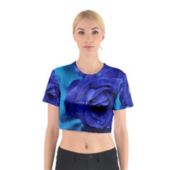 Beauty Bloom Blue 67636 Cotton Crop Top by hhhh