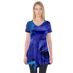 Beauty Bloom Blue 67636 Short Sleeve Tunic  by hhhh