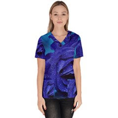 Beauty Bloom Blue 67636 Women s V-neck Scrub Top by hhhh